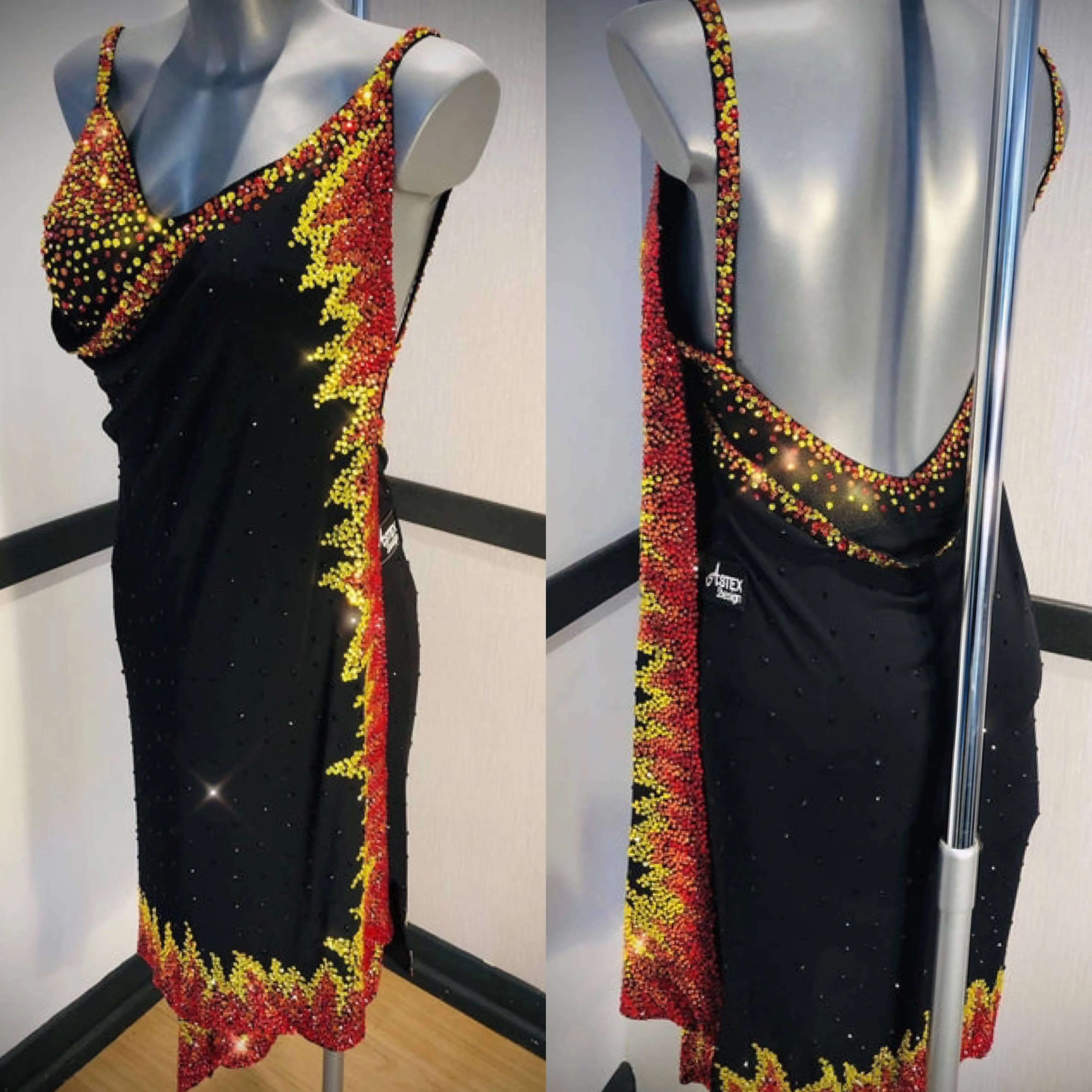 New Black Flame Latin Dress