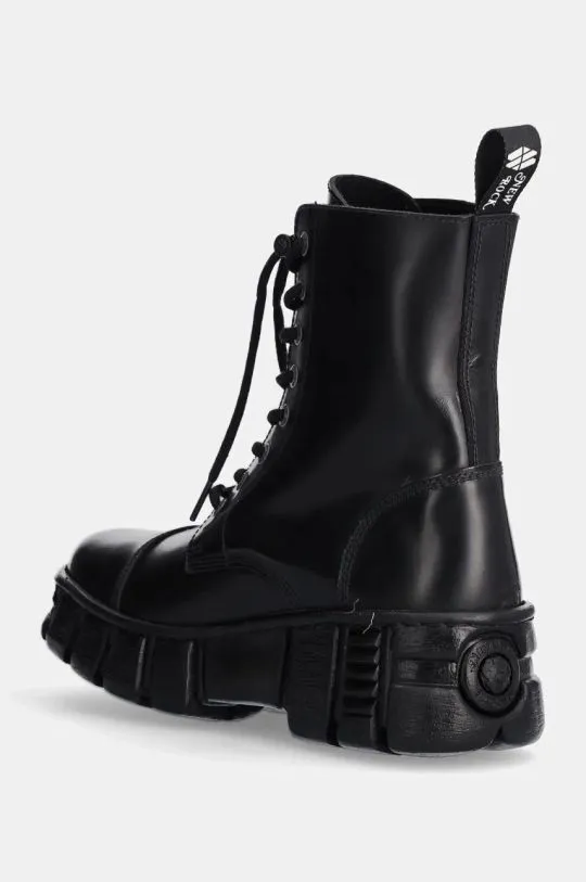 New Rock leather biker boots Antik Negro + Tower Casco Negro Lateral women's black color M-WALL126N-C1