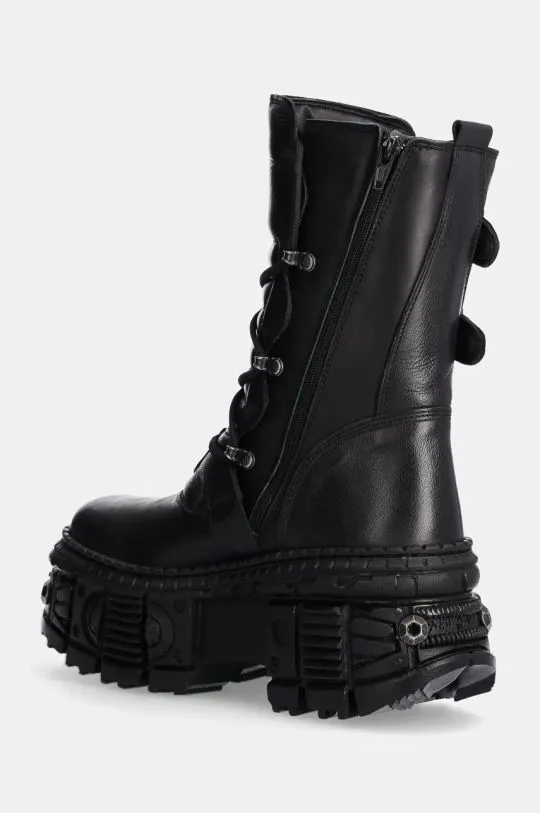 New Rock leather biker boots Itali Negro Nomada Negro + Tank Casco Negro women's black color M-WALL373-S11