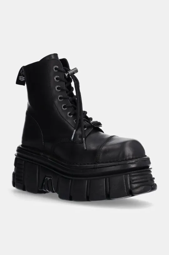 New Rock leather biker boots Nomada Negro + Tower Negro Lateral E-14 women's black color M-NEWMILI083-S21