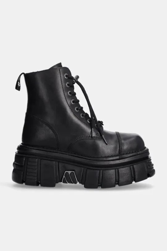 New Rock leather biker boots Nomada Negro + Tower Negro Lateral E-14 women's black color M-NEWMILI083-S21