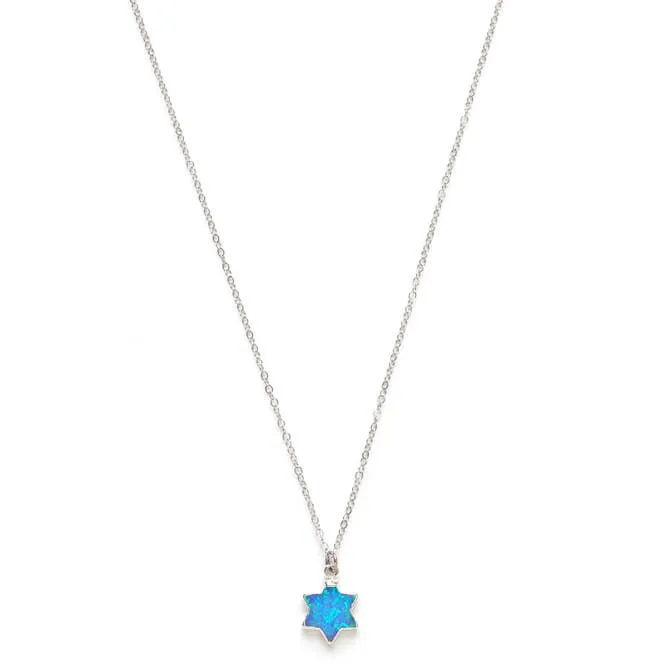 Opal and Sterling Star of David Necklace