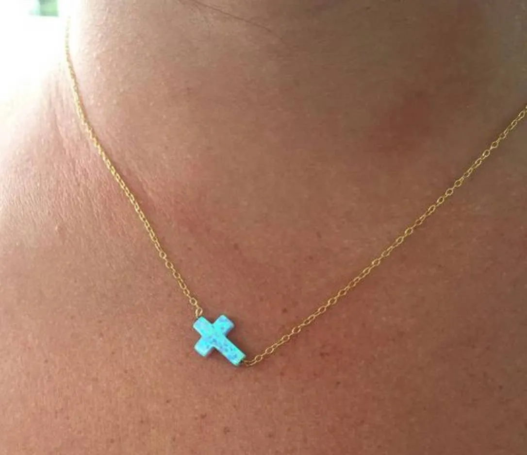 Opal Cross Necklace