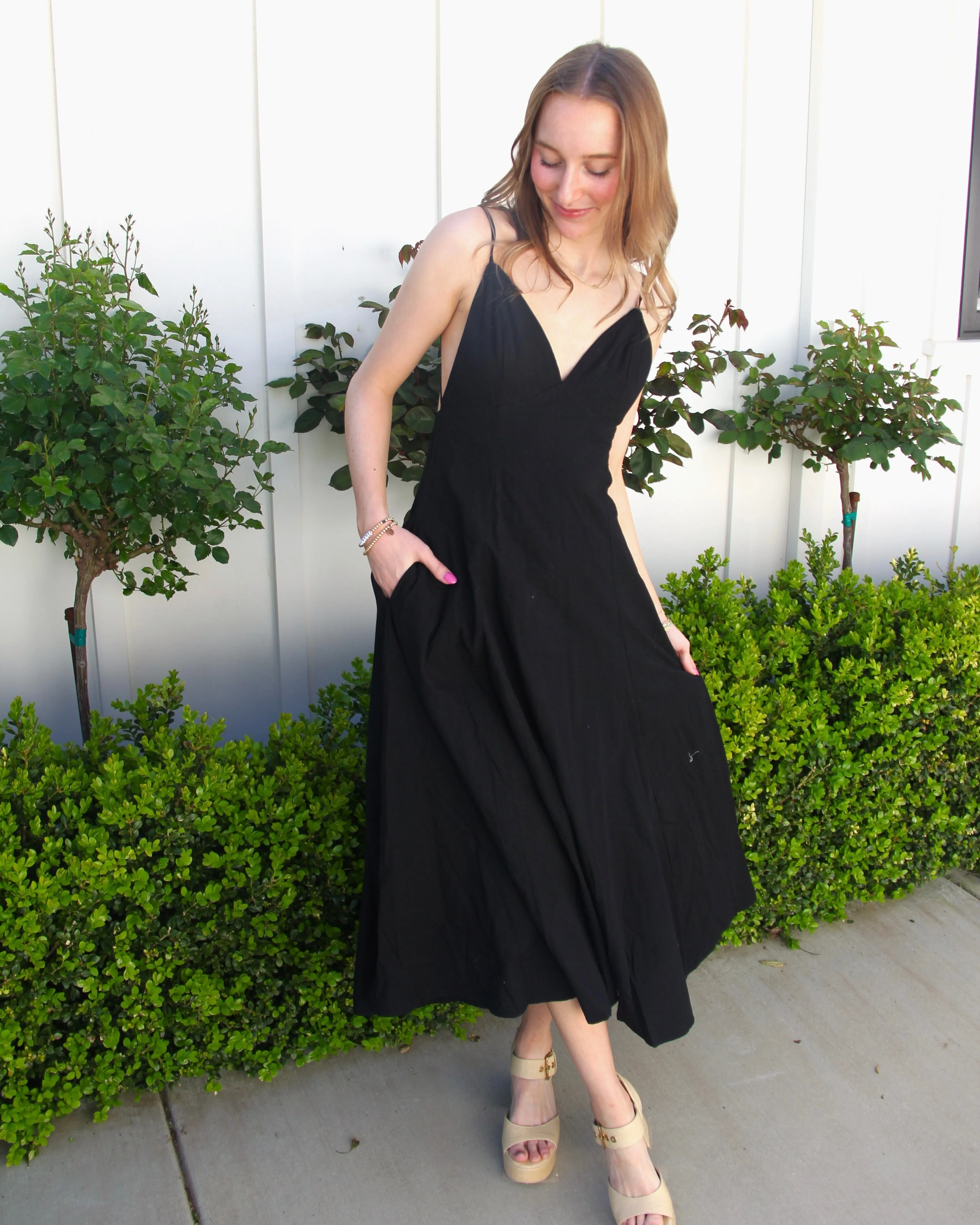 Open Back Maxi Dress - Black