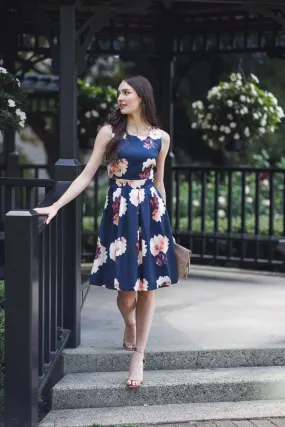 Papillon Navy/Floral Dress - PD16541