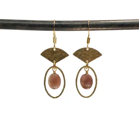 Petit Fan Sunstone Hoop Drop Earrings