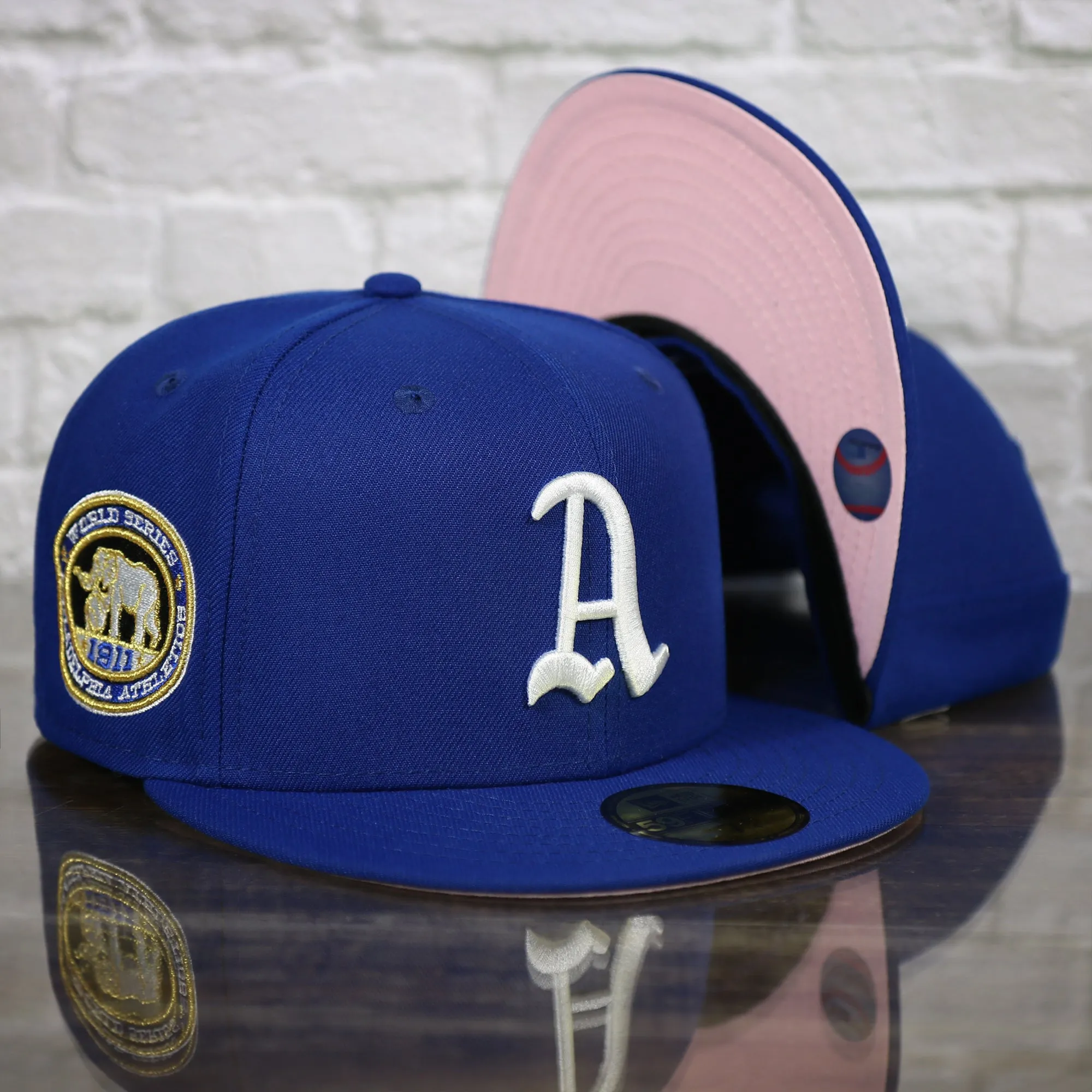 Philadelphia Athletics 1911 World Series Side Patch Pink Bottom Royal 59Fifty Fitted Cap | The Athletics Pack