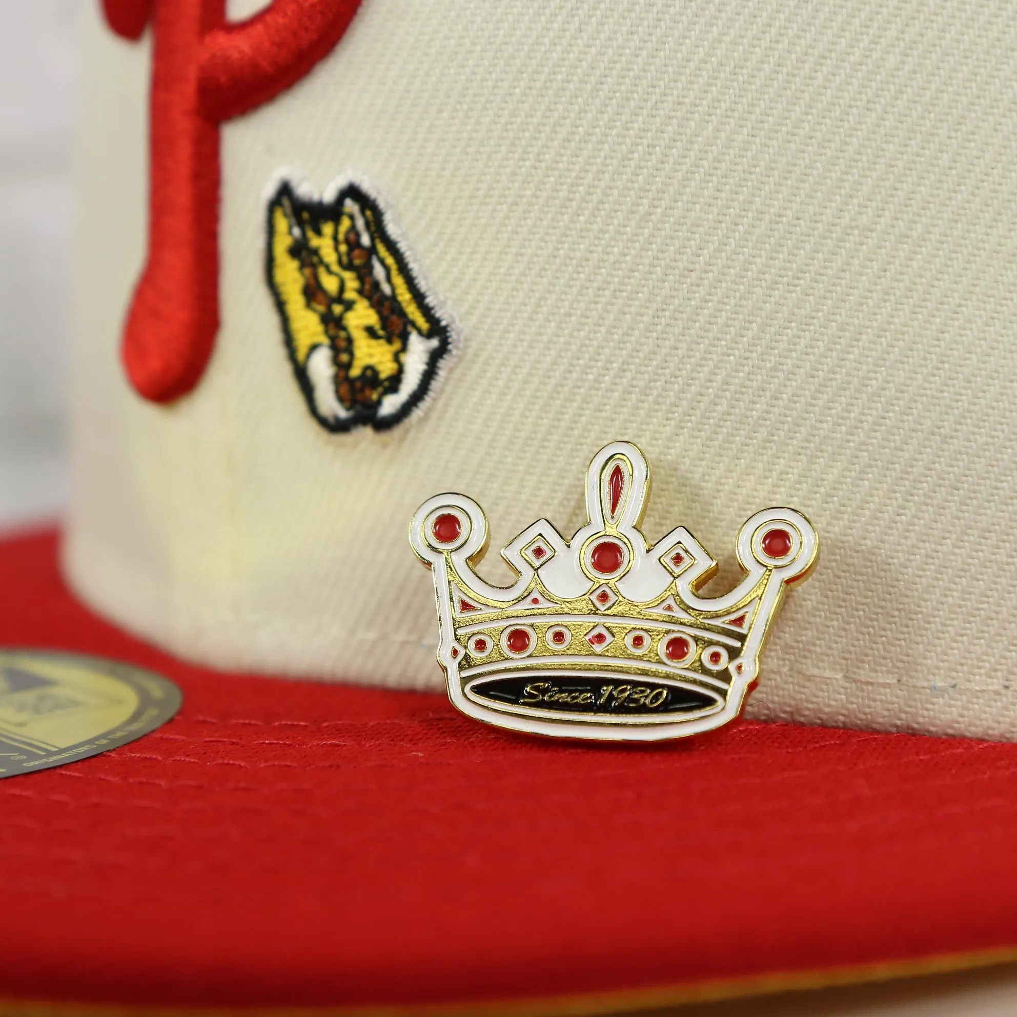 Philadelphia Cheesesteak Crown Fitted Cap Pin | Enamel Pin for Side Patch Fitted Hat