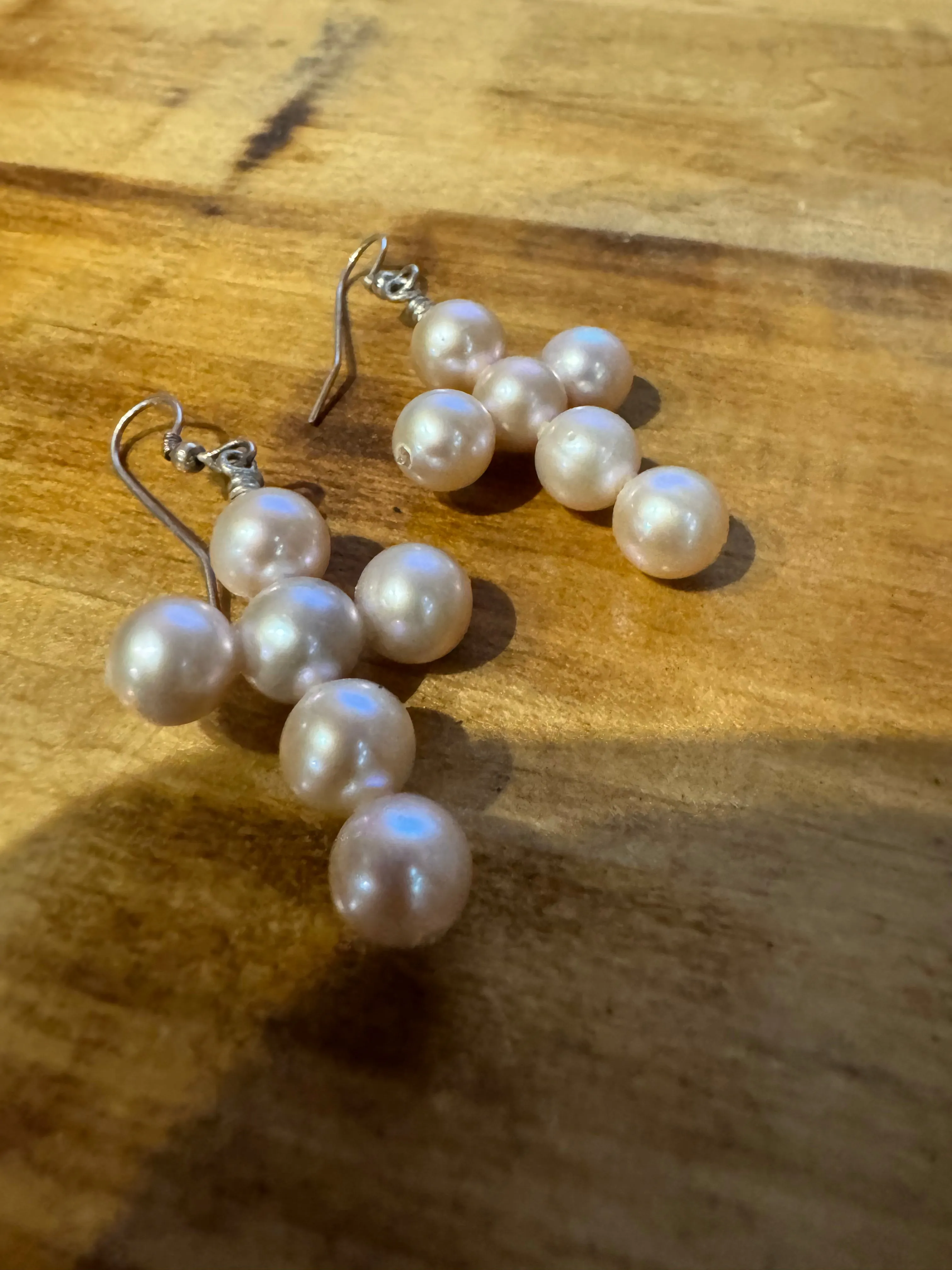 Pink Pearl Cross Earrings