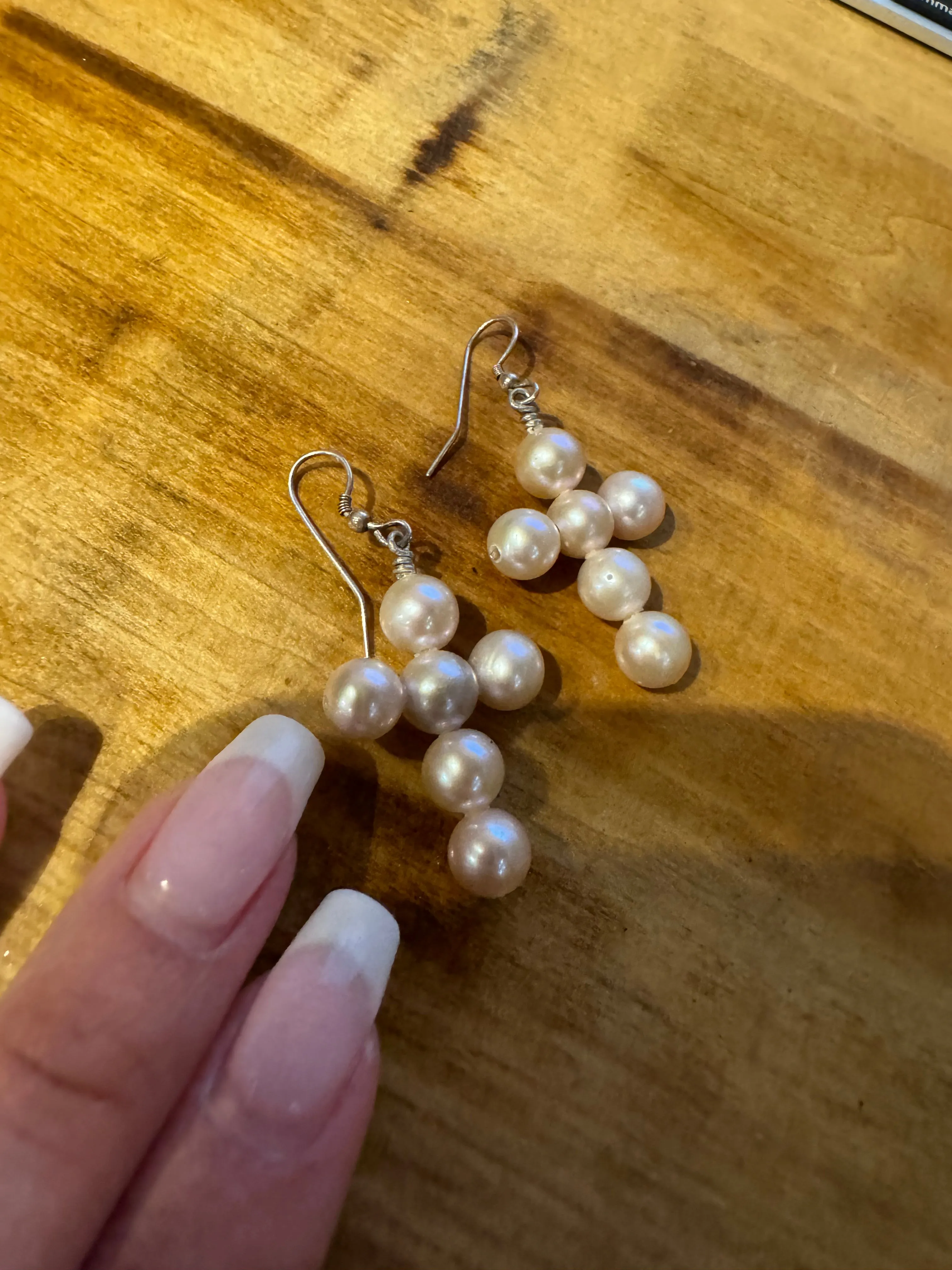 Pink Pearl Cross Earrings