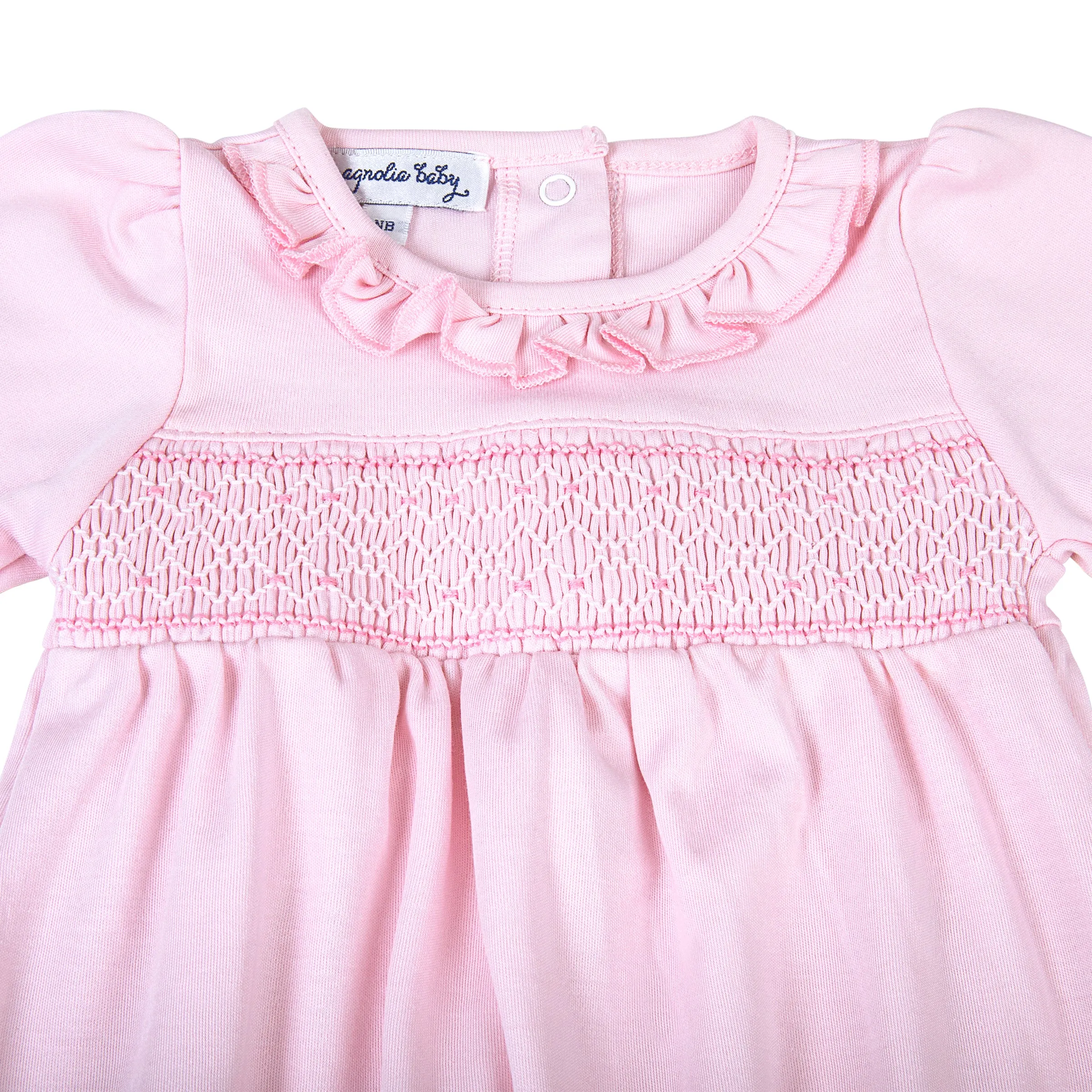 Pink Smocked Girl Gathered Gown