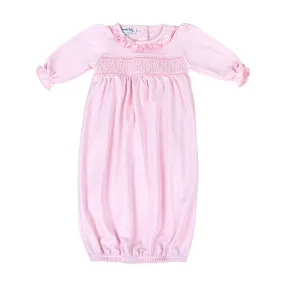 Pink Smocked Girl Gathered Gown