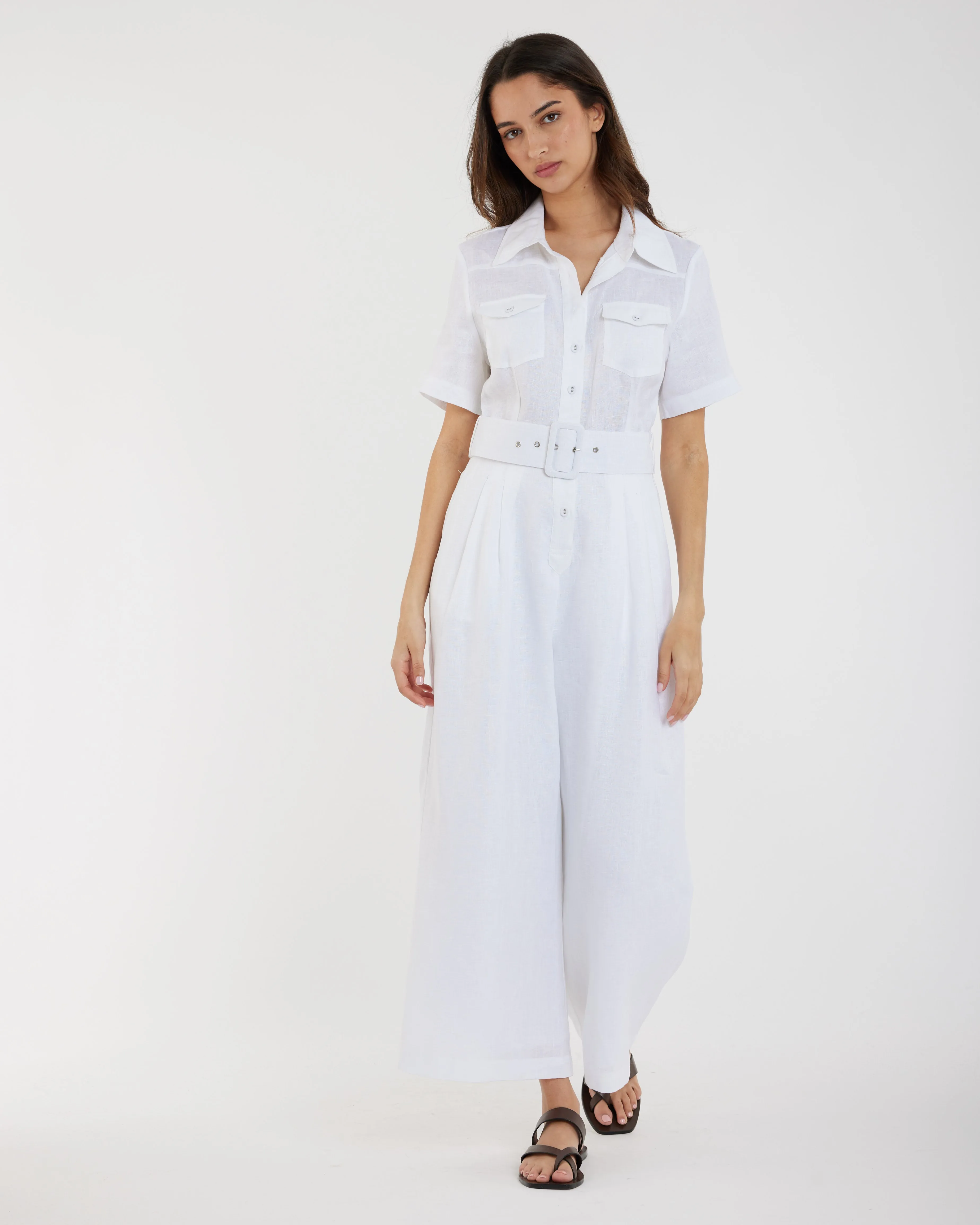 Portsea Linen Jumpsuit - White