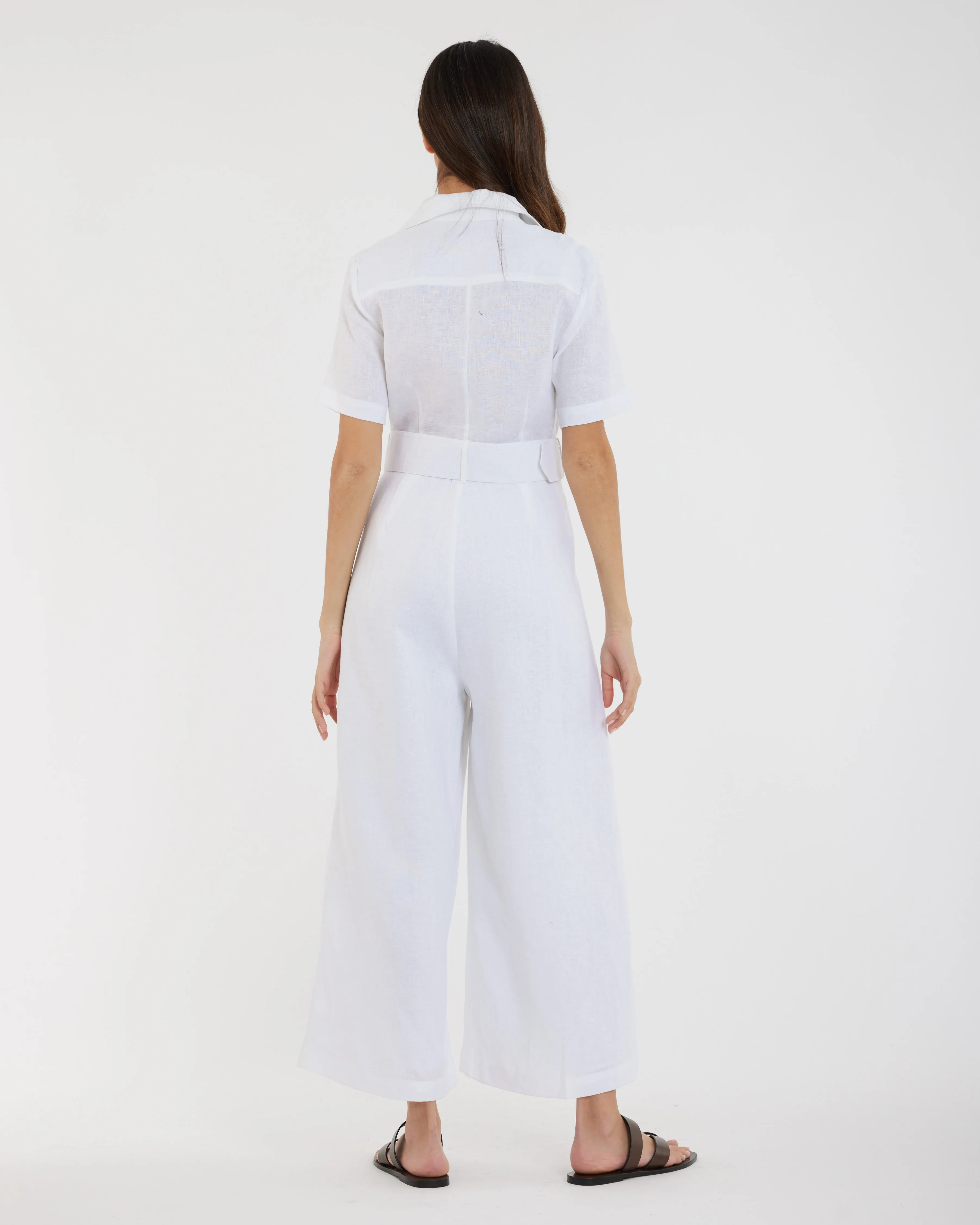 Portsea Linen Jumpsuit - White