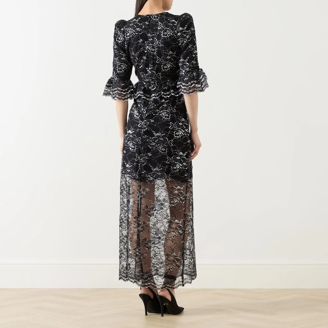 QUEENS OF ARCHIVE Skye Lace Ruffle Dress - Black