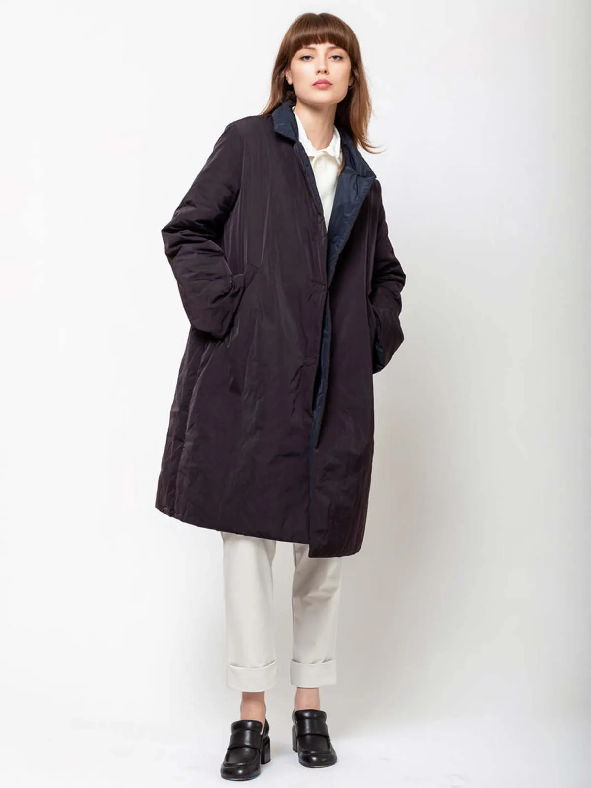 Reversible Double Coat - Aubergine/Night