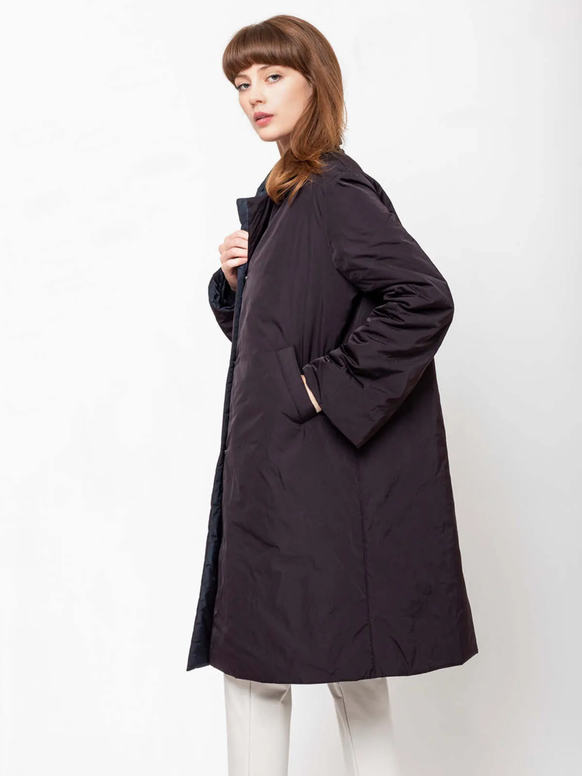 Reversible Double Coat - Aubergine/Night