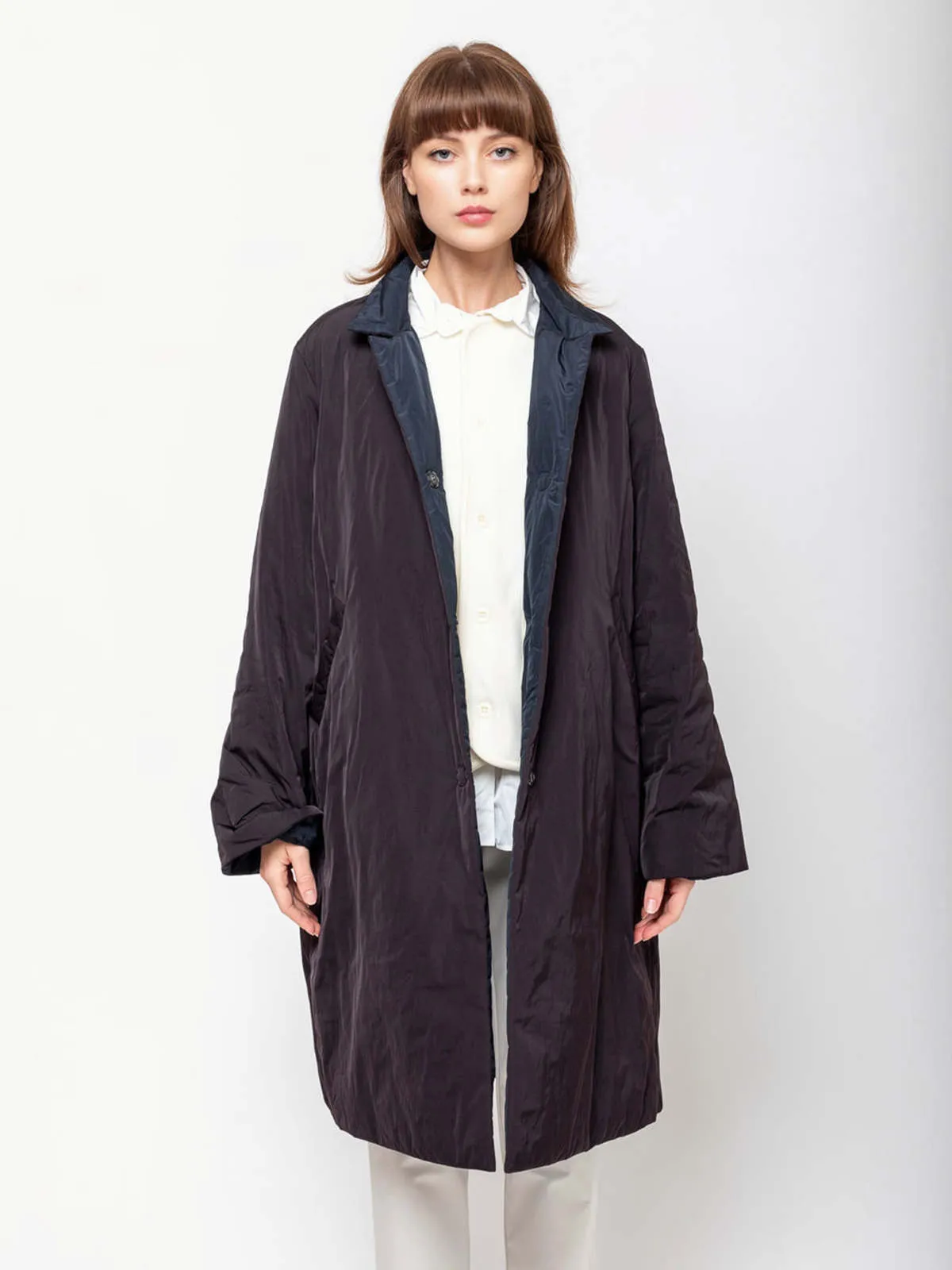 Reversible Double Coat - Aubergine/Night