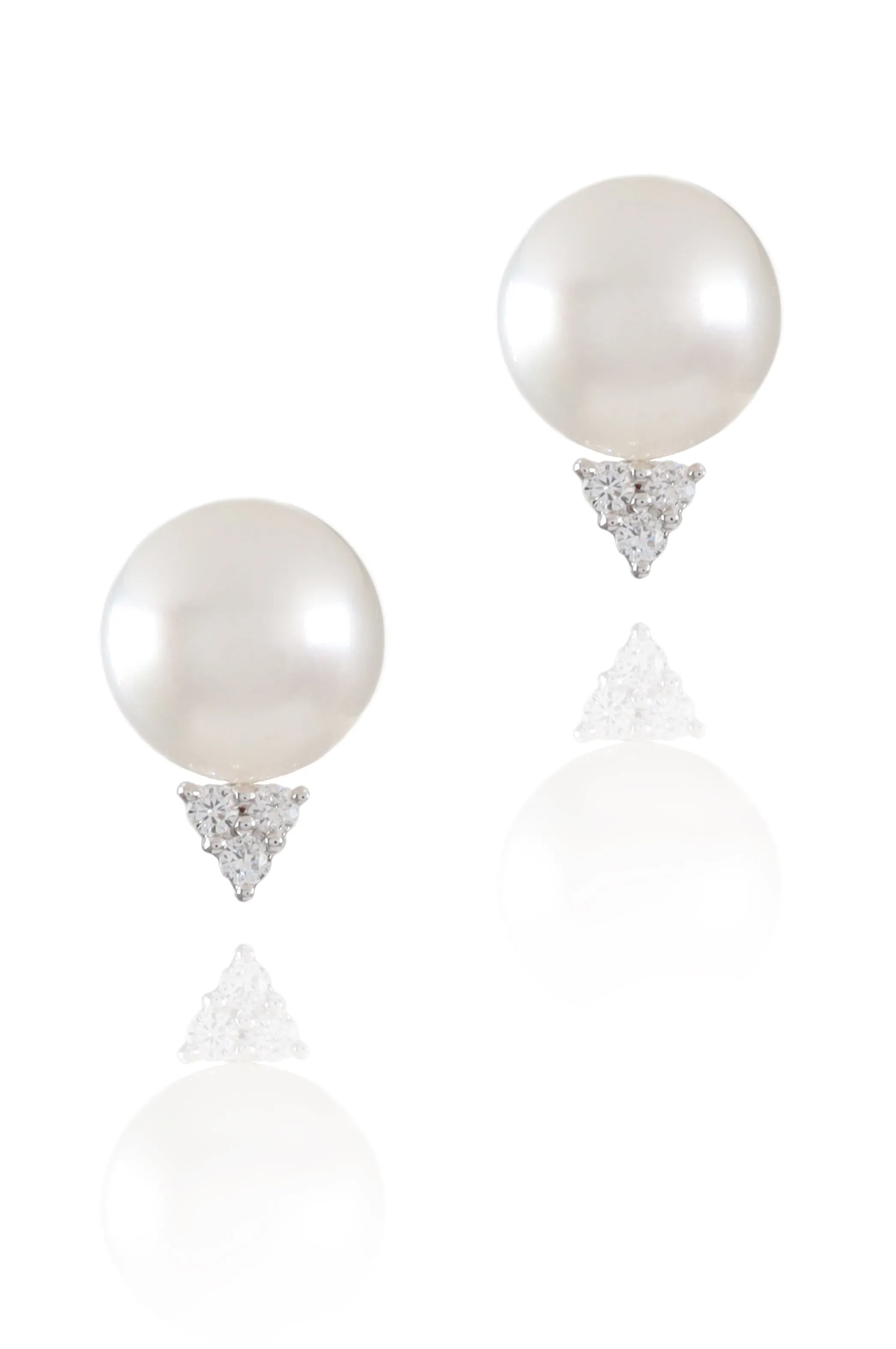 Round South Sea Pearl and Diamond Stud Earrings