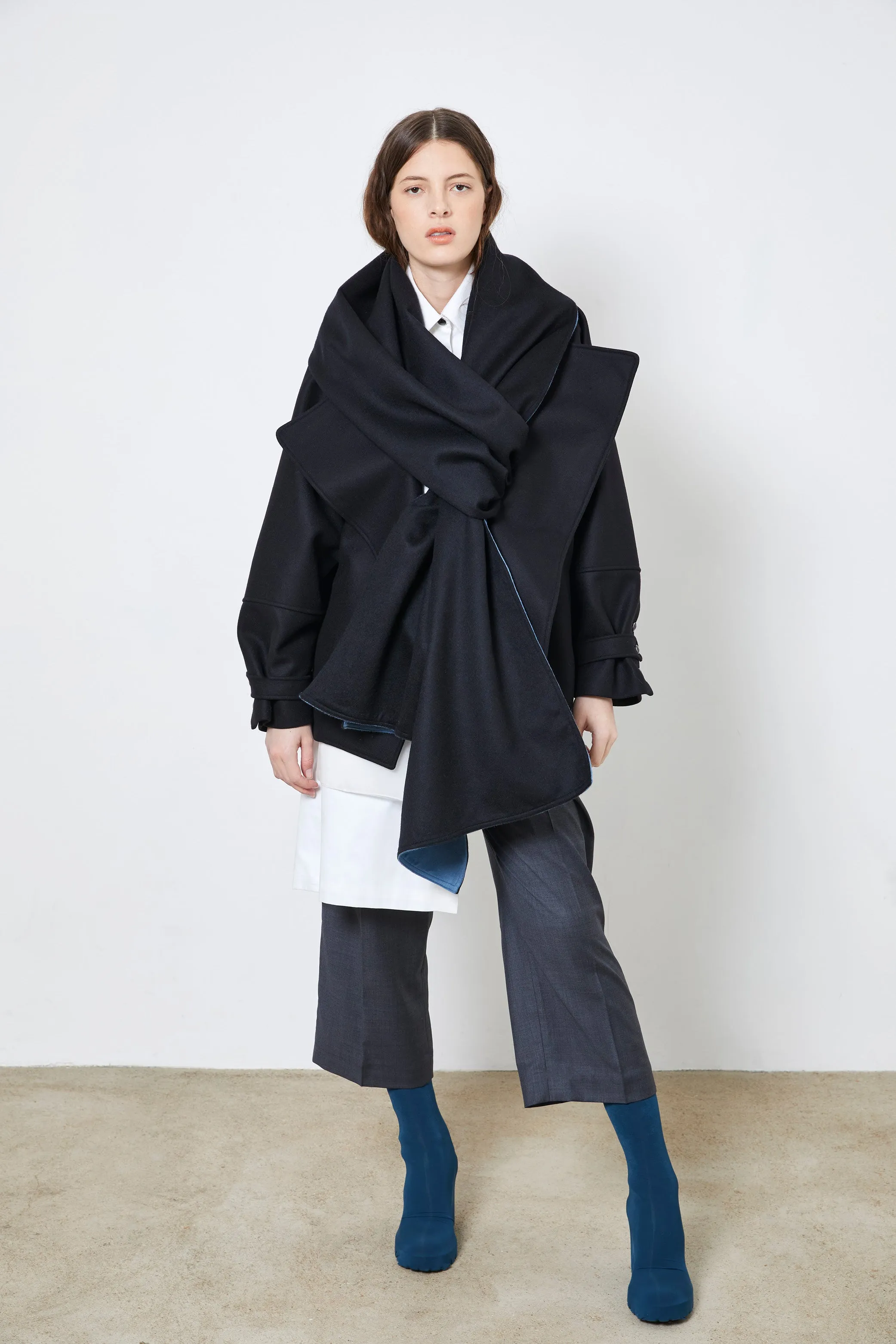 SAINT GERMAIN black - wool scarf nod coat