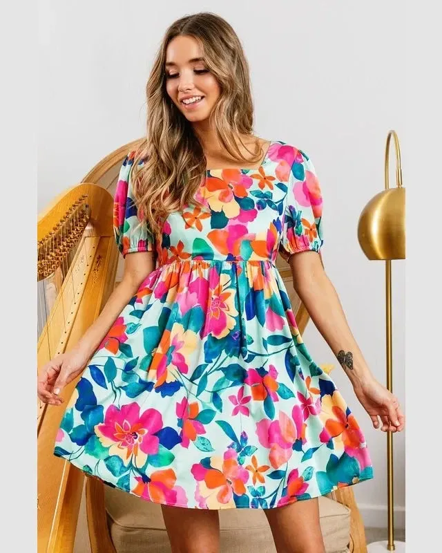 Silky Floral Print Dress