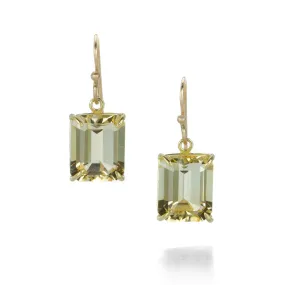 Small Emerald Cut Champagne Citrine Drop Earrings