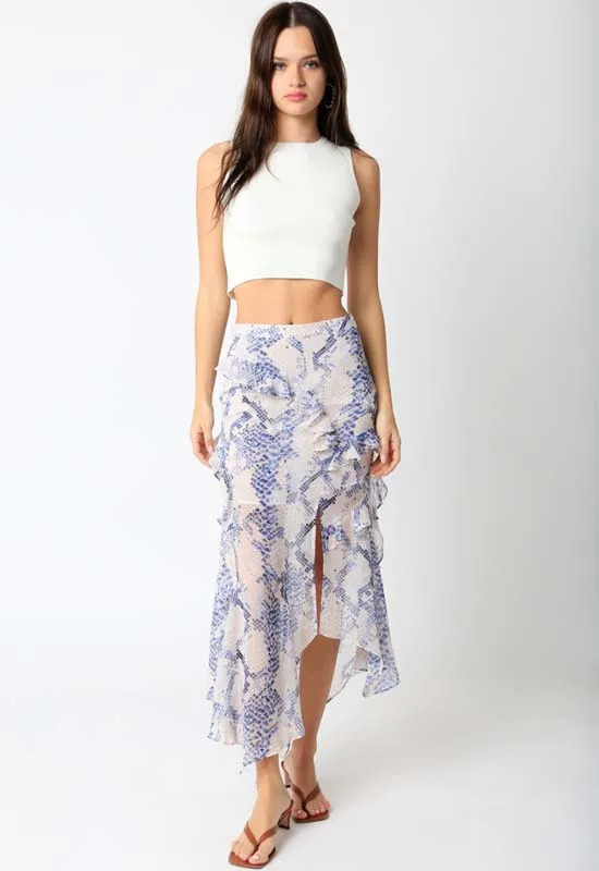 Snake Print Maxi Skirt - Blush Snake