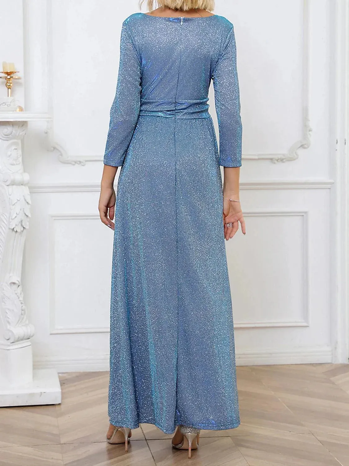 Sparkling Blue V-Neck Jumpsuit for Women - Elegant and Versatile