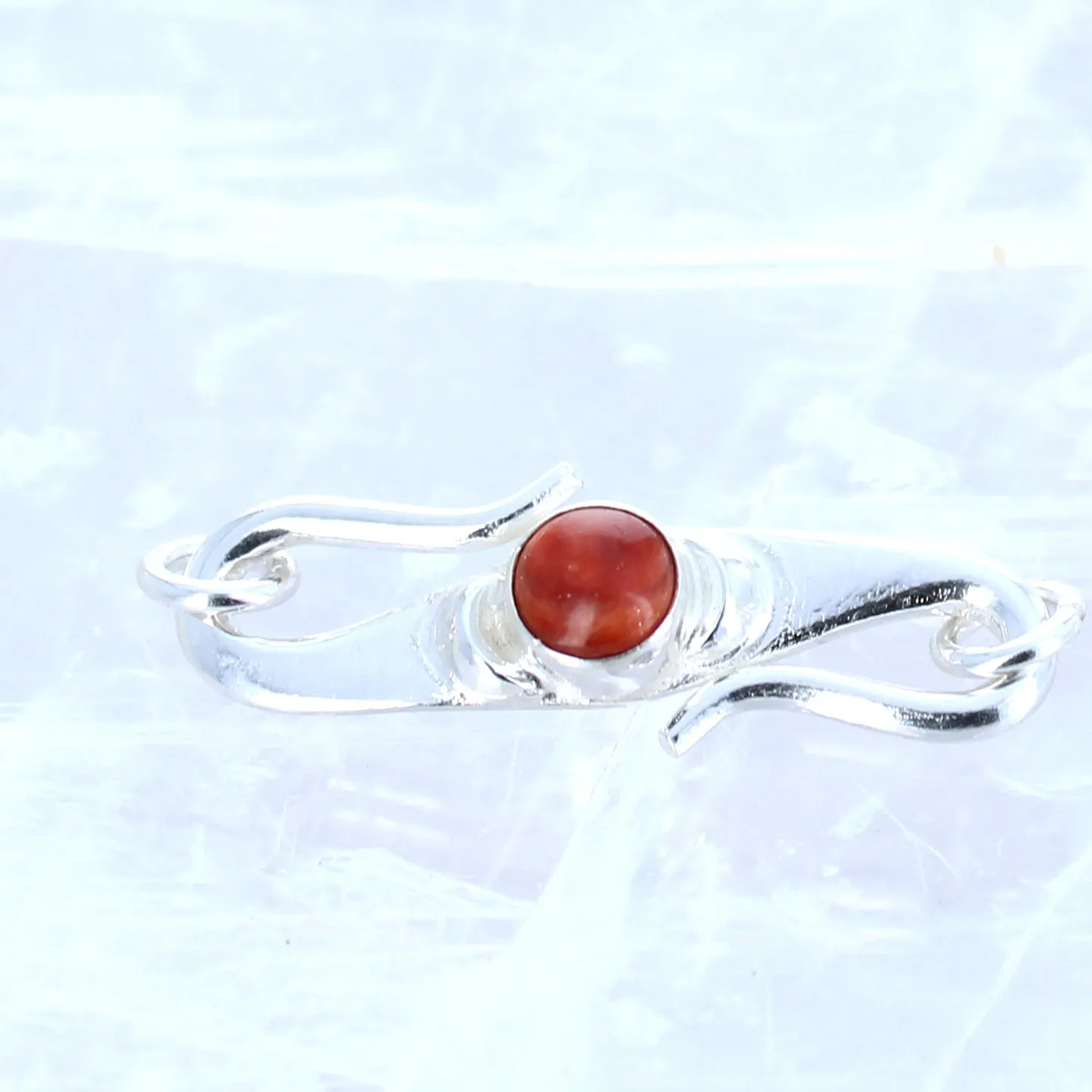 Spiny Oyster Red Clasp S Shaped Sterling Moons 6mm