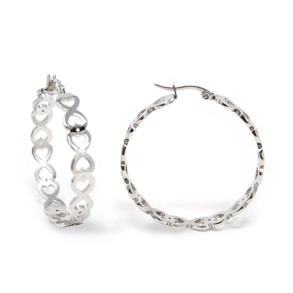 Stainless Steel Heart Hoop Earrings