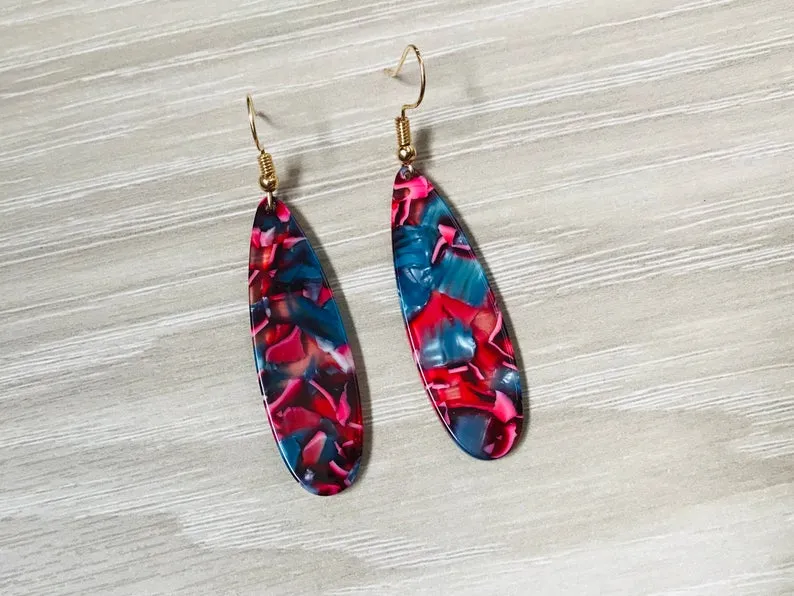 Tear Drop Tortoise Shell earrings, colorful