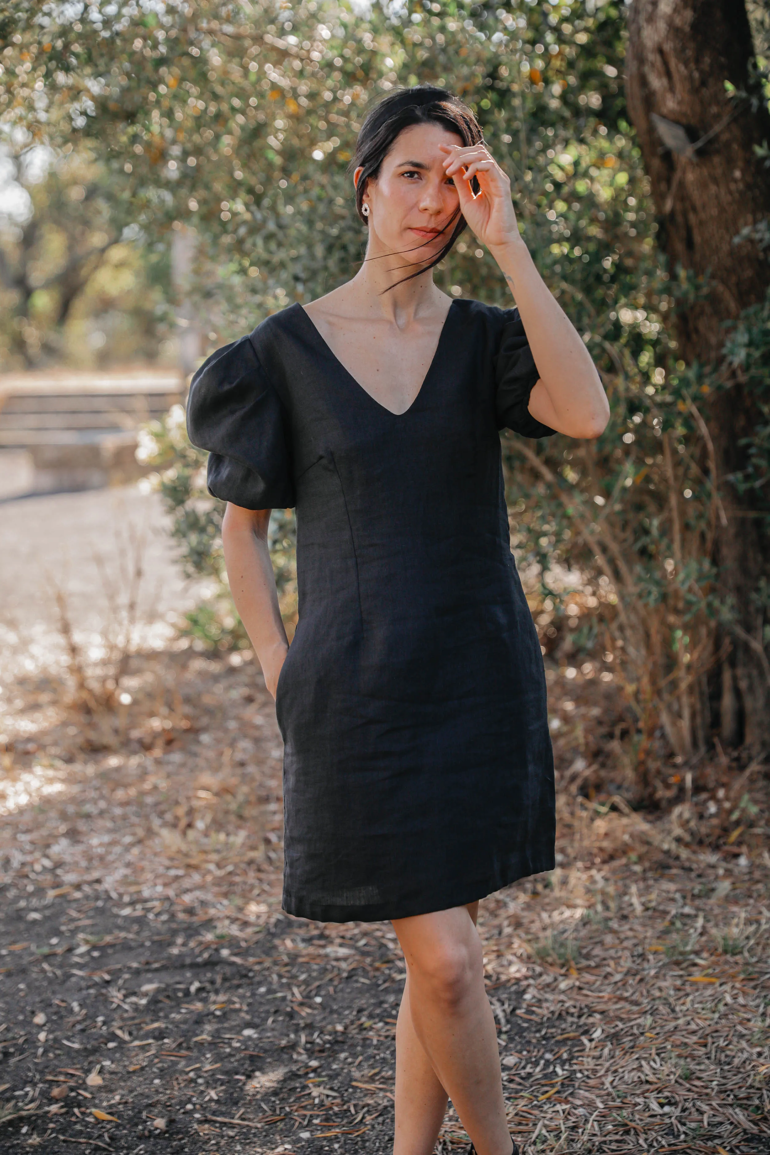 the Midday dress in Black Linen