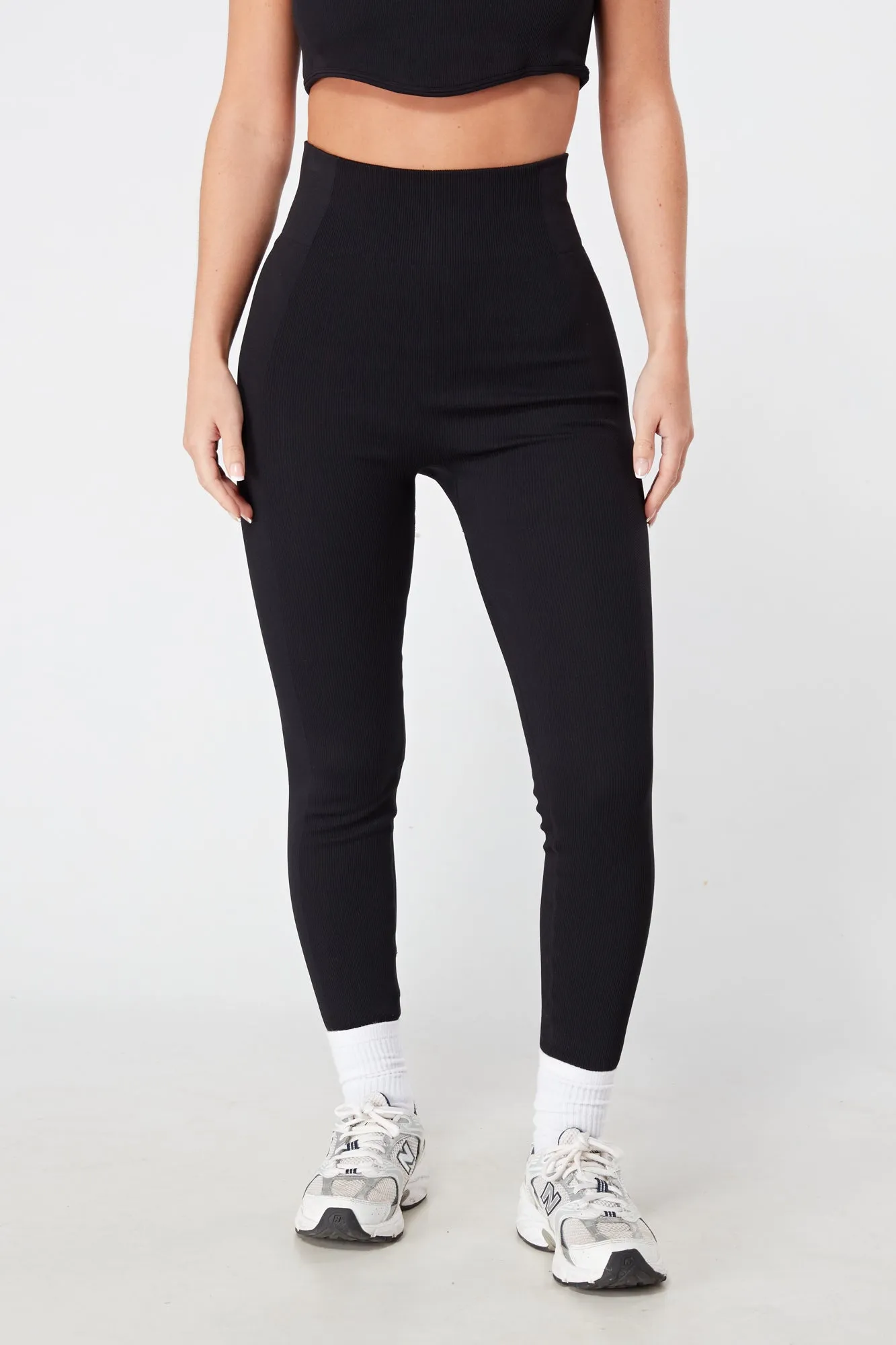 Twill Active Ribbed Legging - Black