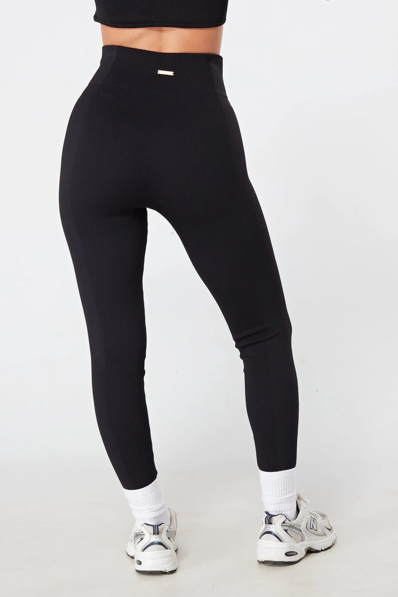 Twill Active Ribbed Legging - Black