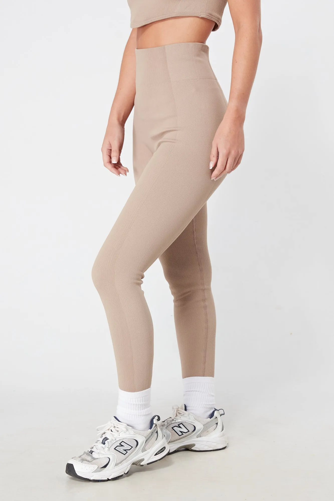 Twill Active Ribbed Legging - MOCHA