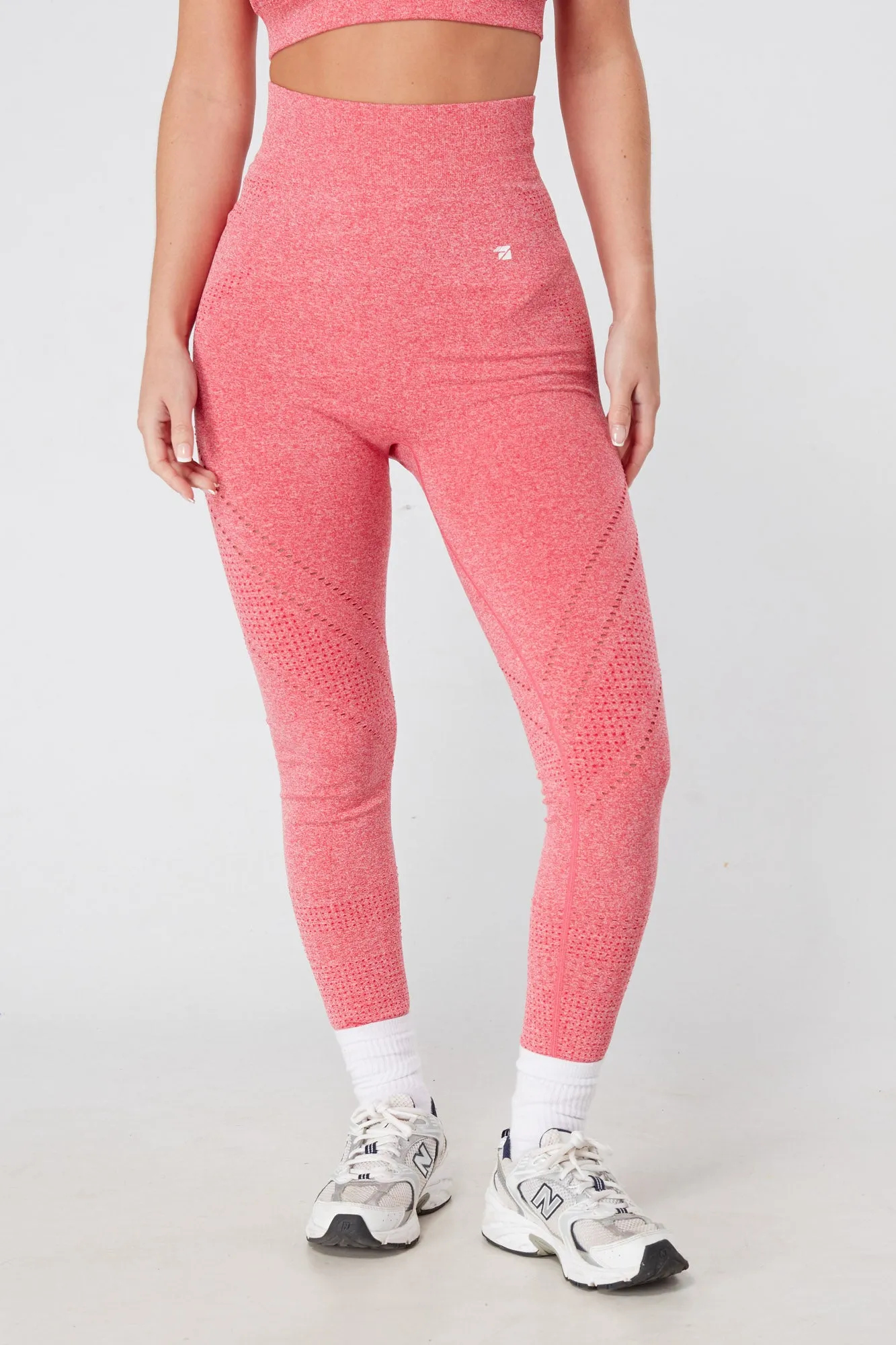 Twill Active Seamless Marl Laser cut Leggings - Pink