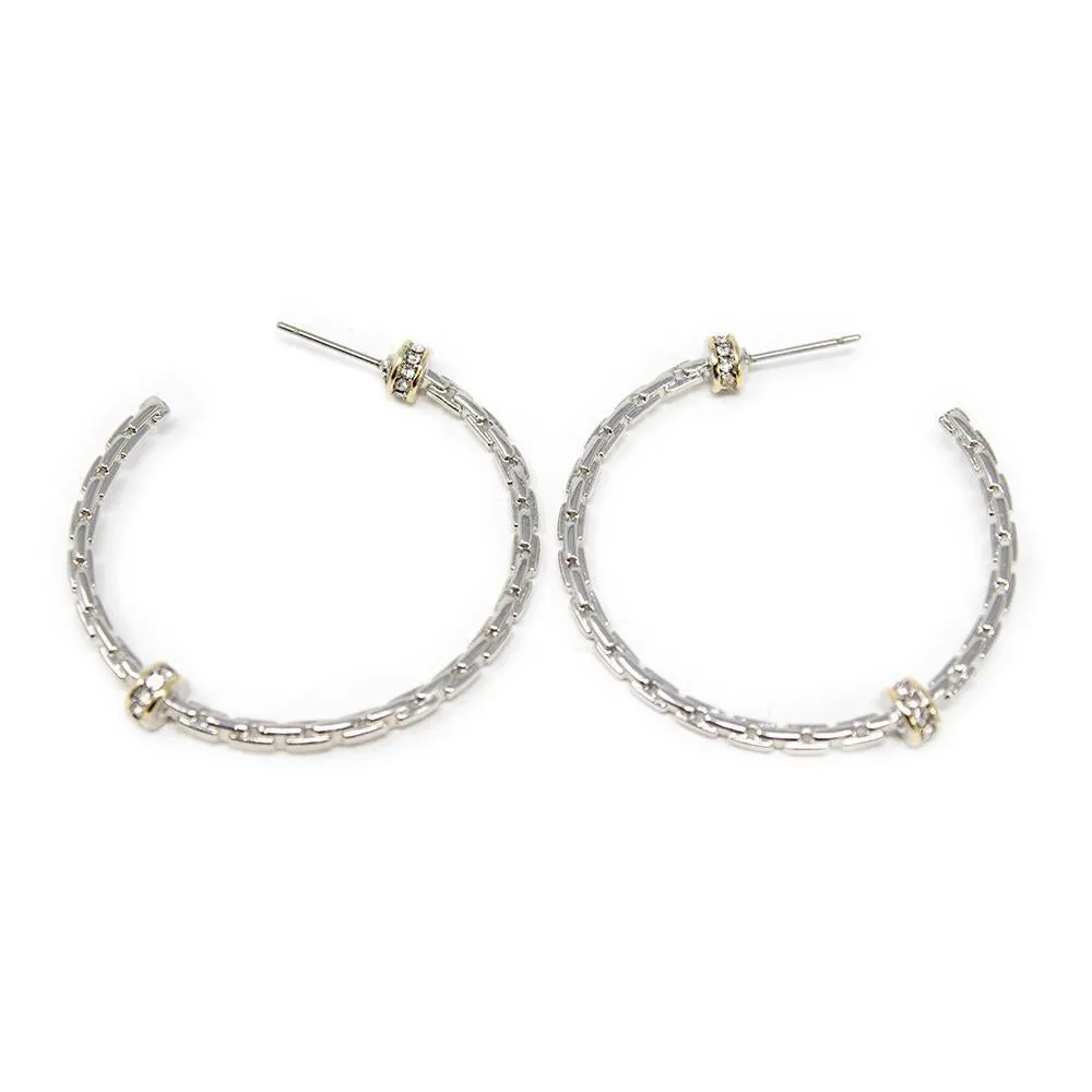 Two Tone Links Open Hoop CZ