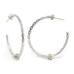 Two Tone Links Open Hoop CZ