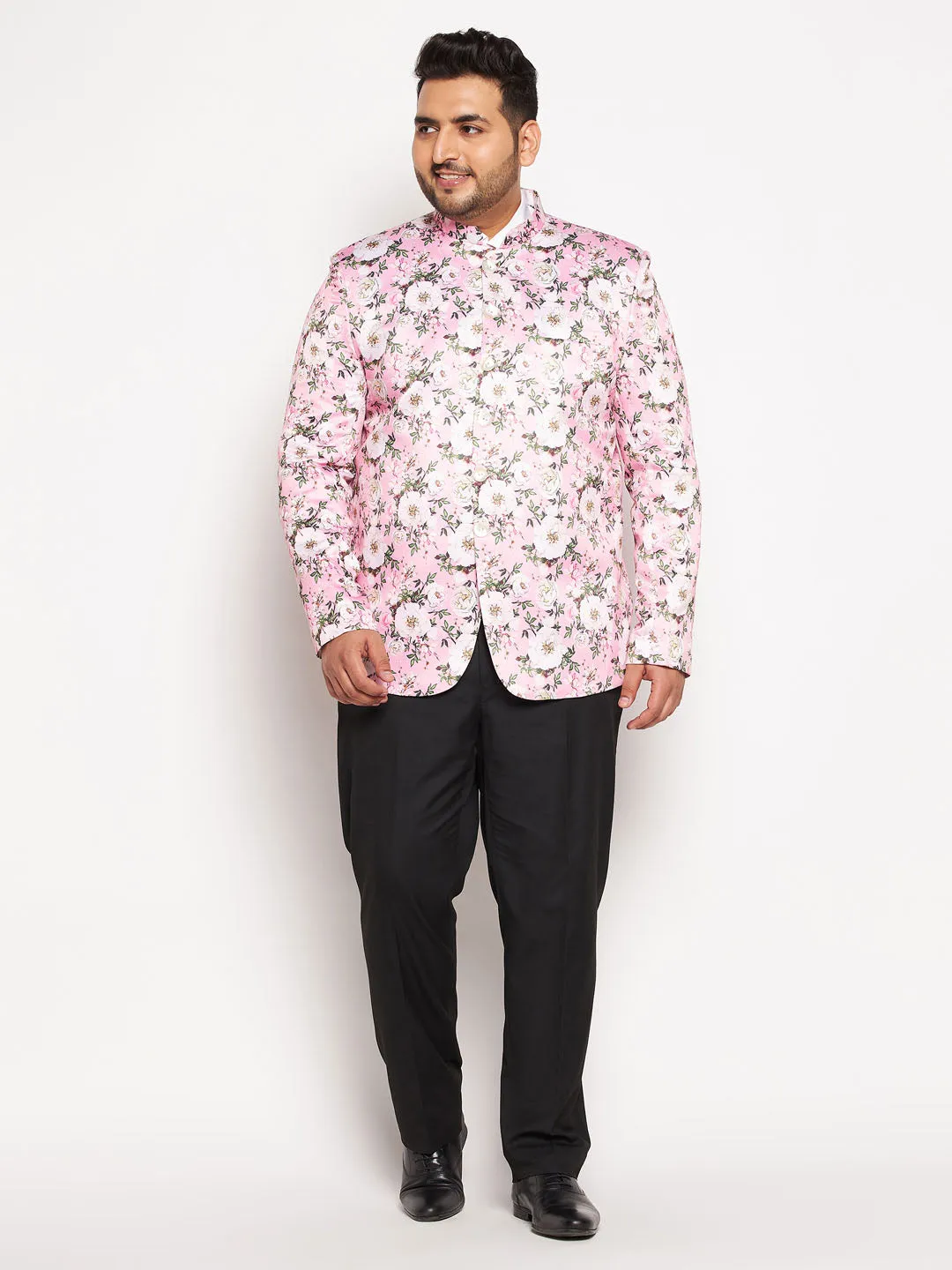 VASTRAMAY Plus Size Men's pink Silk Blend Jodhpuri