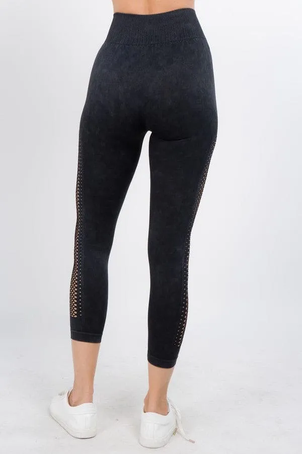 Vintage Side Mesh Capri Leggings