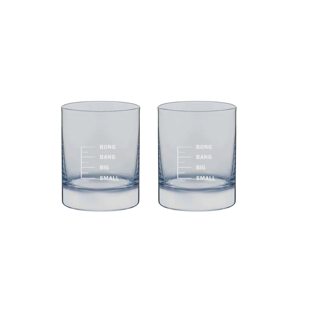 Whiskey Glasses Bar Glass for Drinking Bourbon - BONG BANG BIG SMALL