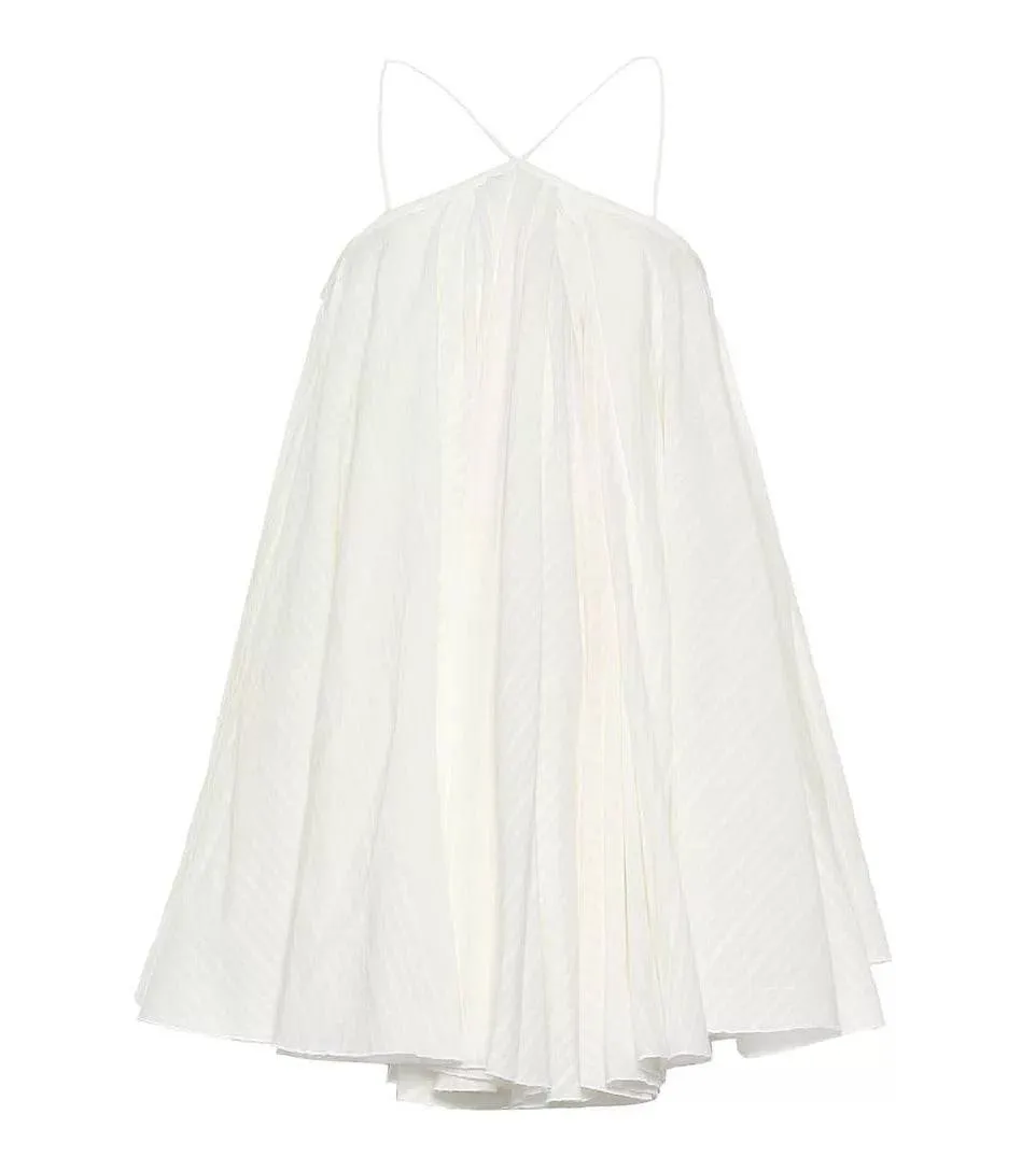 White Flared Short Backless Dress