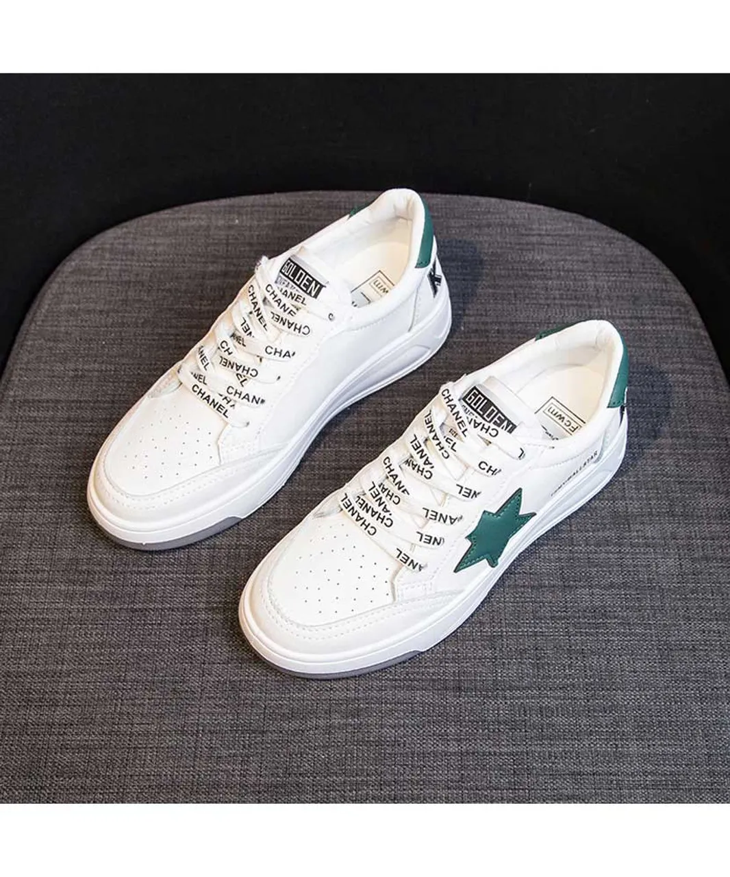 White green star letter print shoe sneaker