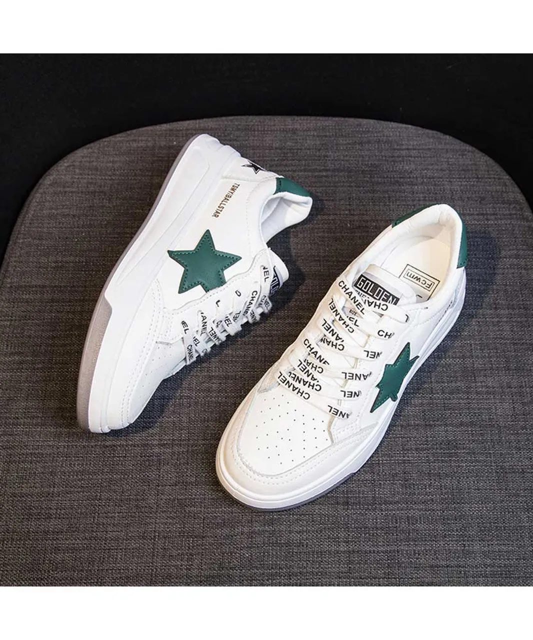 White green star letter print shoe sneaker