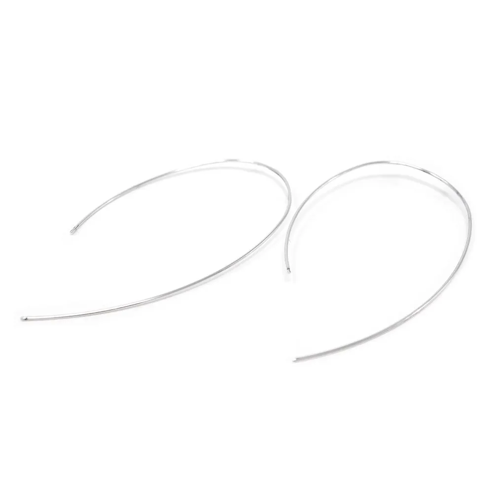 Wire Open Hoop Earrings 24kt White Gold Dip