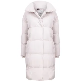 Women’s Long Quilted Padded Shawl Neck Cream Coat