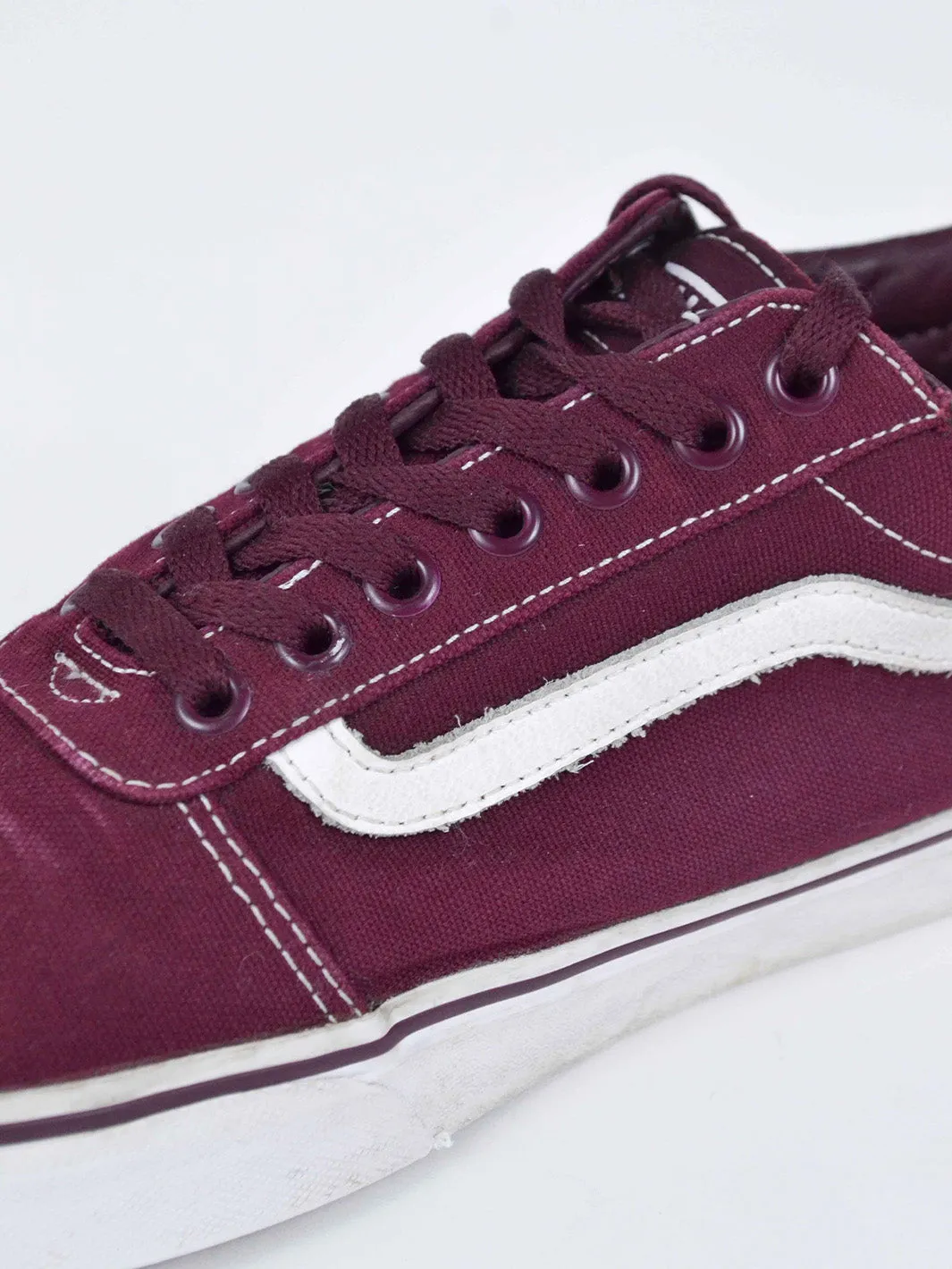 Y2K burgundy suede Vans sneakers