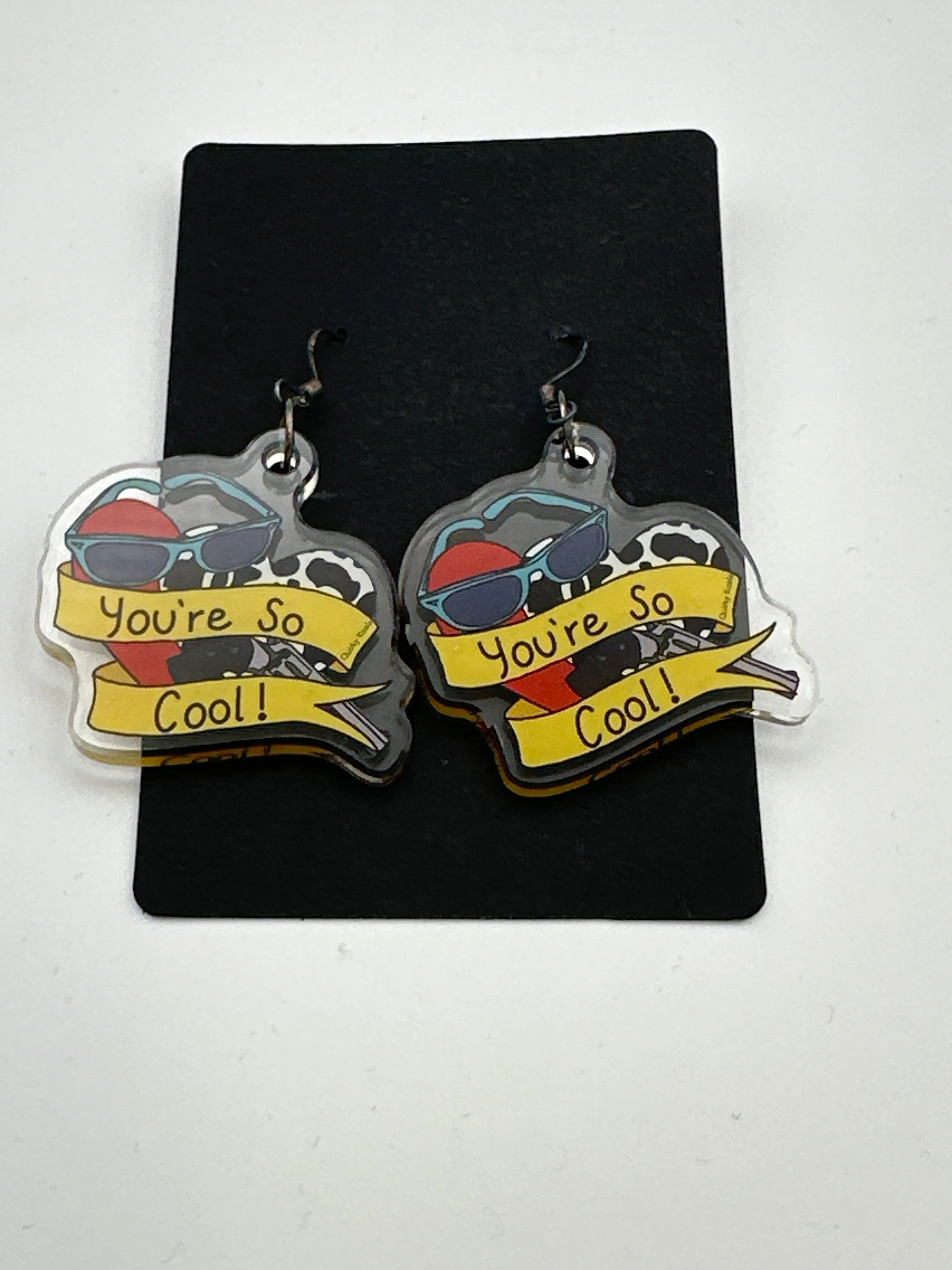 You’re so cool double sided acrylic earrings from the iconic true romance