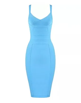 Zipper Back Strapped Bandage Mini Dress